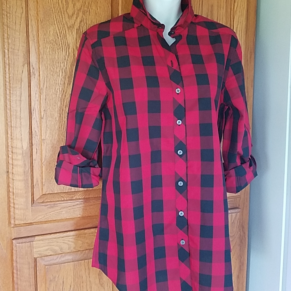 Buffalo plaid poplin shirt small